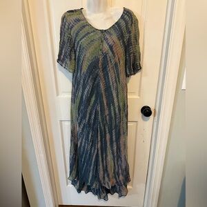 NWT Nicholas K Fable Dress‎ Tie Dye Asymmetrical Blue Viscose Sz Medium